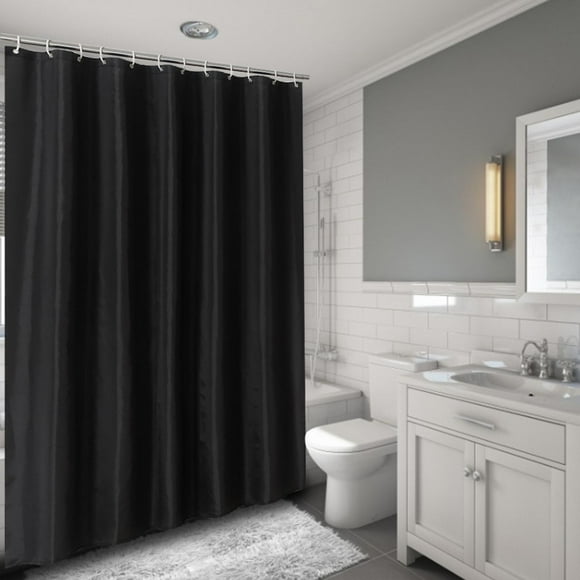 Baverta Rideau de Douche - Rideau de Bain Rideau de Douche imperméable Rideau de Salle de Bain avec Crochets Suspendus Noir(180 * 200CM)