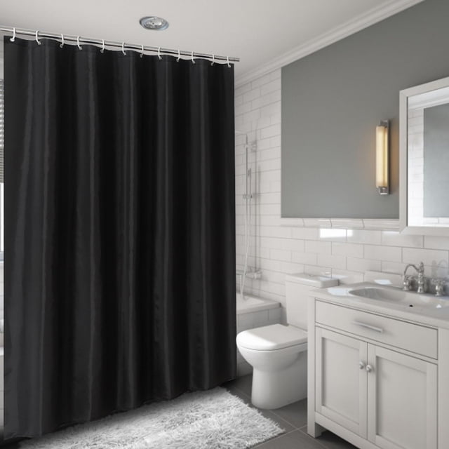 Baverta Rideau de Douche - Rideau de Bain Rideau de Douche imperméable Rideau de Salle de Bain avec Crochets Suspendus Noir(180 * 200CM)