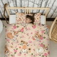 thumbnail image 3 of Corgi Dog and Flower Florals Duvet Cover and Pillowcase Set for Single Bedding, Bedroom Accessories for Kids Teens, 3 of 5