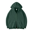 thumbnail image 2 of Momasggi Mens Double Zip Up Hoodie Fashion Solid Color Long Sleeve Hooded Jacket Loose Casual Going Out Sweatshirt with Pockets Green XS, 2 of 3
