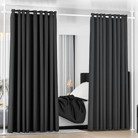 Room Divider Curtain Rod, No Drilling Wall Divider for Room Separation, Adjustable 48-120in (H) 30-70in(W), Heavy Duty Floor to Ceiling Tension Rod Divider, for Temporary Privacy Wall Divider-White