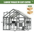 thumbnail image 2 of Harper & Bright Designs Large Outdoor Cat Enclosure for Multiple Kittens, Wooden Cat Cage with Sun/Rain Proof, Cat House with Bridge and Ramp, Gray, 2 of 7