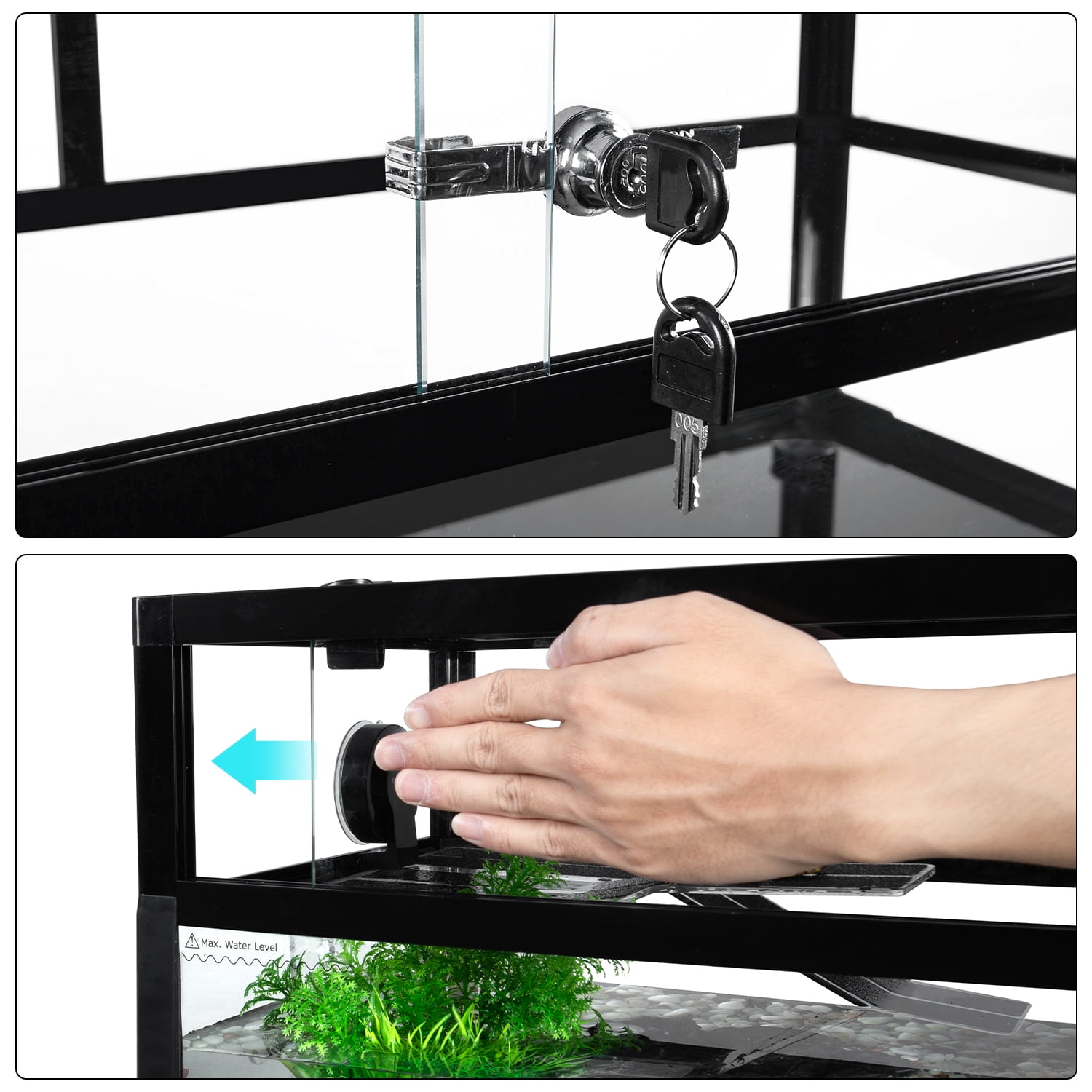 GUZZLO Turtle Tank Aquarium, 30"×12"×12" Water-Land Ecological Tortoise Tank