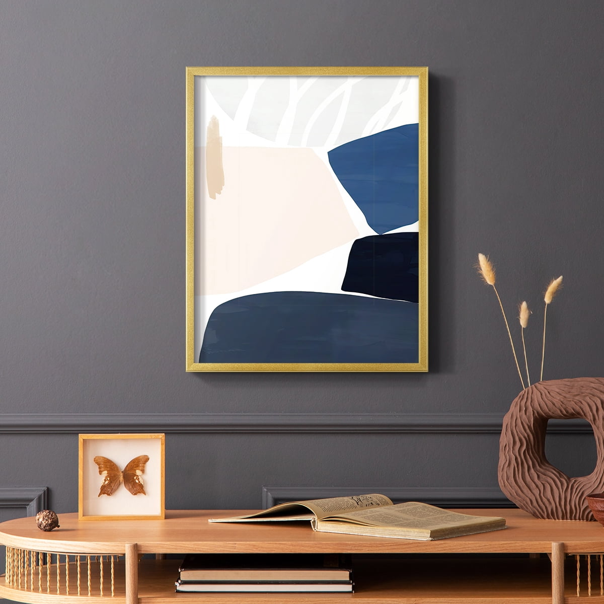 Denim and Sand II Framed Print in Gold Solid Wood Framed Print No Nail Hanging