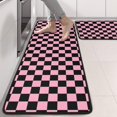 thumbnail image 2 of Kitchen Rugs Sets Of 2,Black and Pink Checkerboard Pattern Anti Fatigue Kitchen Mat Rugs Non Slip Washable,Decorative Kitchen Floor Mats for Kitchen,Sink,Laundry,17"x47"+17"x47", 2 of 5