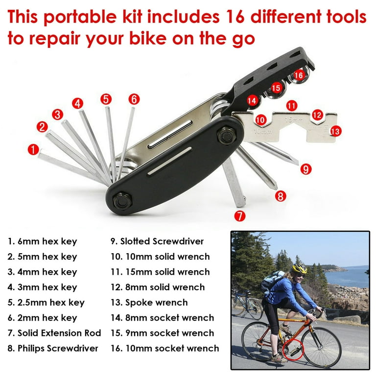 Deco Gear Cycling Kit with 16 in 1 Multi Function Repair Tool Heavy Duty Combination Bike U Lock and Bike Frame Cell Phone Mount with Dual Storage