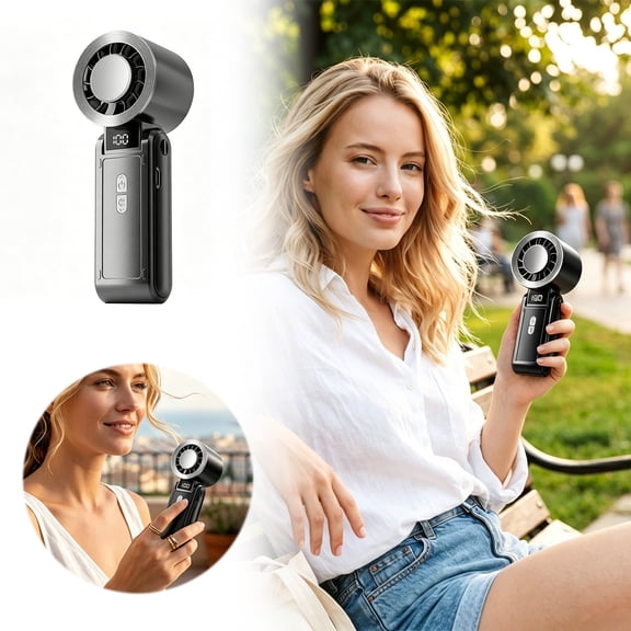 2-In-1 Quiet Handheld & Desk Mini Fan, USB Rechargeable Portable Personal Cooling Fan for Home Office Travel Outdoor Camping
