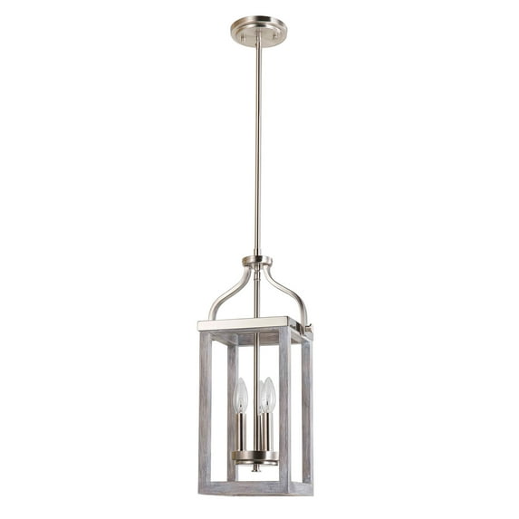 Westbury - 3-Light Pendant - Brushed Nickel Finish with Painted Gray Driftwood Effect
