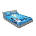 thumbnail image 2 of Ambesonne Christmas Fitted Sheet & Pillow Sham Set, Snowman Sanra Gift, Calking, Blue Yellow, 2 of 2