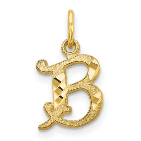 14k Initials Charm - 14k Yellow Gold Initial Monogram Name Letter B Pendant Charm Necklace Gifts For Women For Her