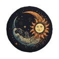thumbnail image 2 of DouZhe Waterproof Spare Tire Cover, Fantasy Moon Sun Face Prints Adjustable Wheel Covers Fit for Jeep Trailer RV SUV Car, 16 inch, 2 of 7