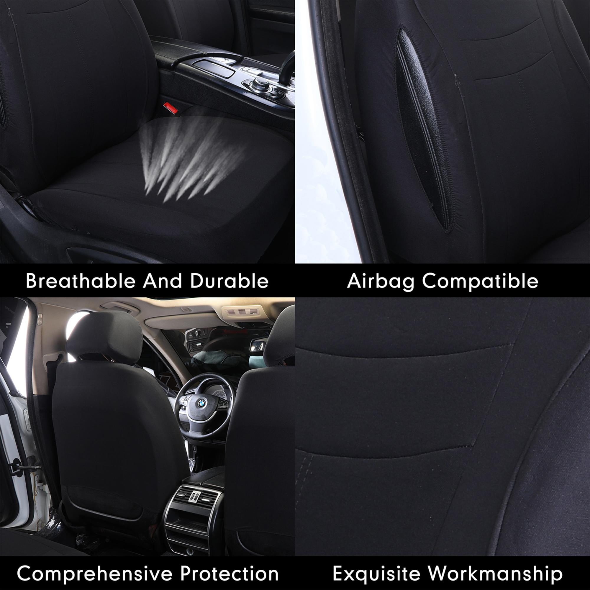 Universal Front Car Seat Covers for 2 Seats, Full Protection Black Auto Seat Protector Set, Compatible with Cars SUVs Trucks, Anti-Wear, All-Season Interior Upgrade