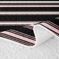 thumbnail image 5 of Castle Fairy Hippie Horizontal Stripe Bed Spread Queen 3pcs,Tribal Thin Line Queen Coverlet Set,Black Pink White,1 Quilt and 2 Pillowcases, 5 of 7