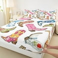 thumbnail image 3 of Manfei Colorful Cowgirl Boots Queen Sheet Sets,Boho Exotic Style Flat Sheet,Rustic Western Cowboy Queen Fitted Sheet For Girl Boys,Luxury Bedroom Decor,4 Pieces, 3 of 7