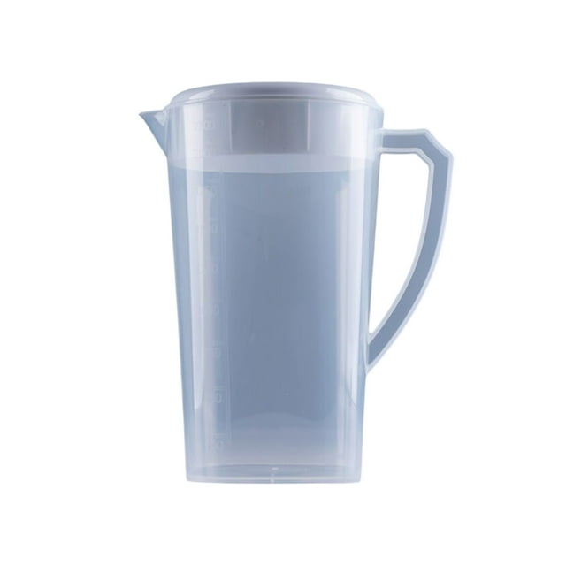Bwiyojiz Kitchen Utensils 9.84x8.27x8.27" Clear Plastic Pitcher with Lid Water for Cold Drinks Iced Tea Lemonade Milk Beverages, Home Gifts, White