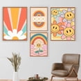 thumbnail image 3 of Groovy-conjunto de imágenes de galería de arte de pared Retro para habitación de niños, póster Hippie, Impresión de arcoíris, flor de dibujos animados, pintura en lienzo linda, decoración del hogar, 3 of 4