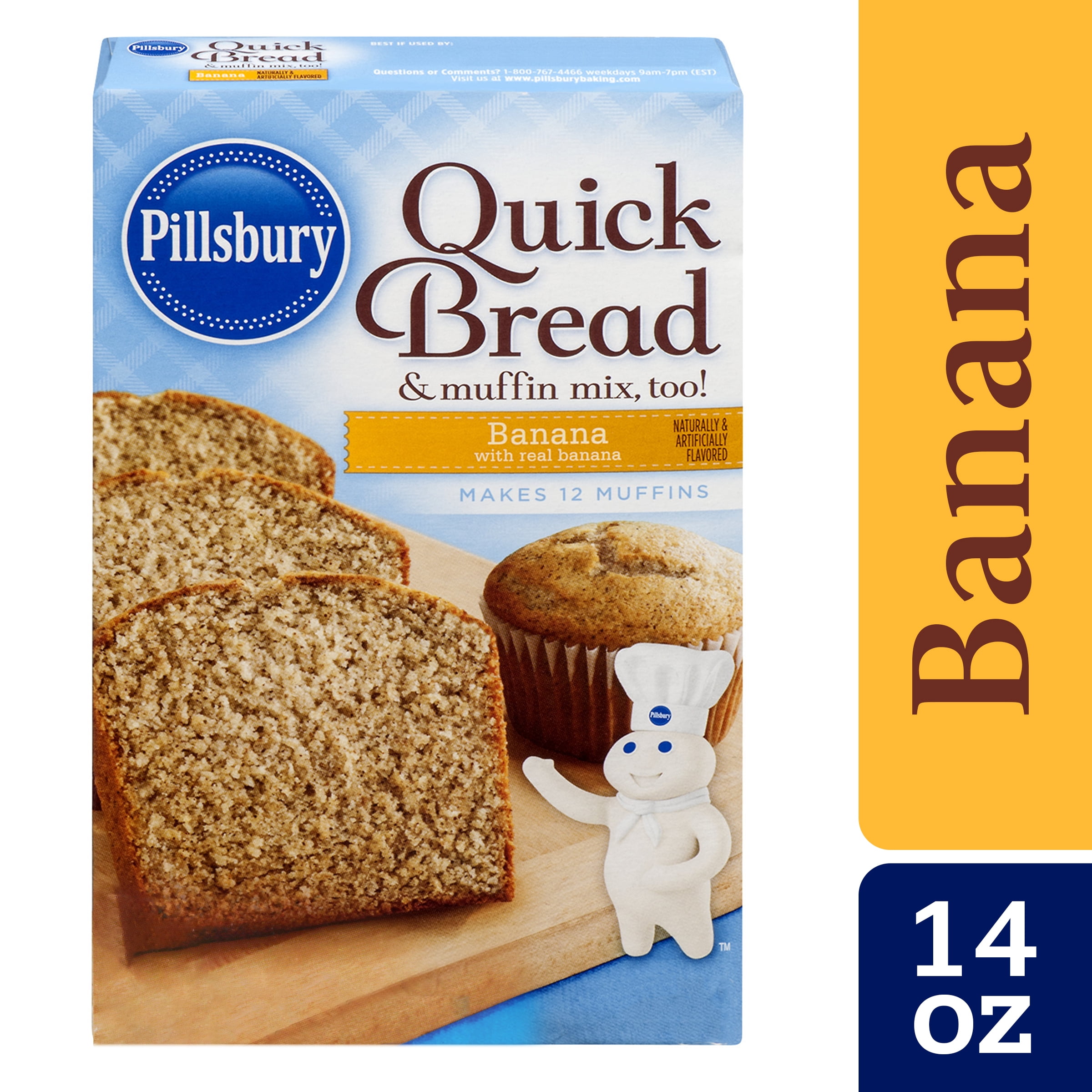 Pillsbury Quick Bread Banana Bread and Muffin Mix, 14 Oz Box