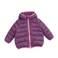 thumbnail image 6 of CYRBOKO Girls Puffer Hooded Jackets, Thermal Long Sleeve Lightweight Zip Up Winter Outerwear Purple Size 3-4 T, 6 of 7