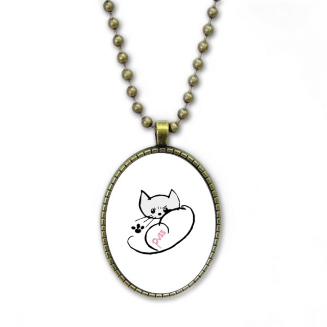 Collier Art Déco Carte d'Animaux Chat Mode Pendentif Chaîne Vintage Collection de Bijoux