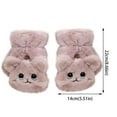 Women Girls Gloves Warm Soft Cute Cat Plush Convertible Flip Top Winter