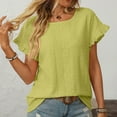 thumbnail image 4 of JUUYY Short Sleeve Sweater Tops for Women Dressy Casual Crewneck Spring Summer Trendy Pullover T Shirs Blouses Yellow M, 4 of 7