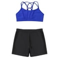 thumbnail image 2 of Alvivi Kids Girls Gymnastics Sports Cutout Back Crop Top with Booty Shorts Fitness Ballet Dancewear Royal Blue&Black 6, 2 of 7