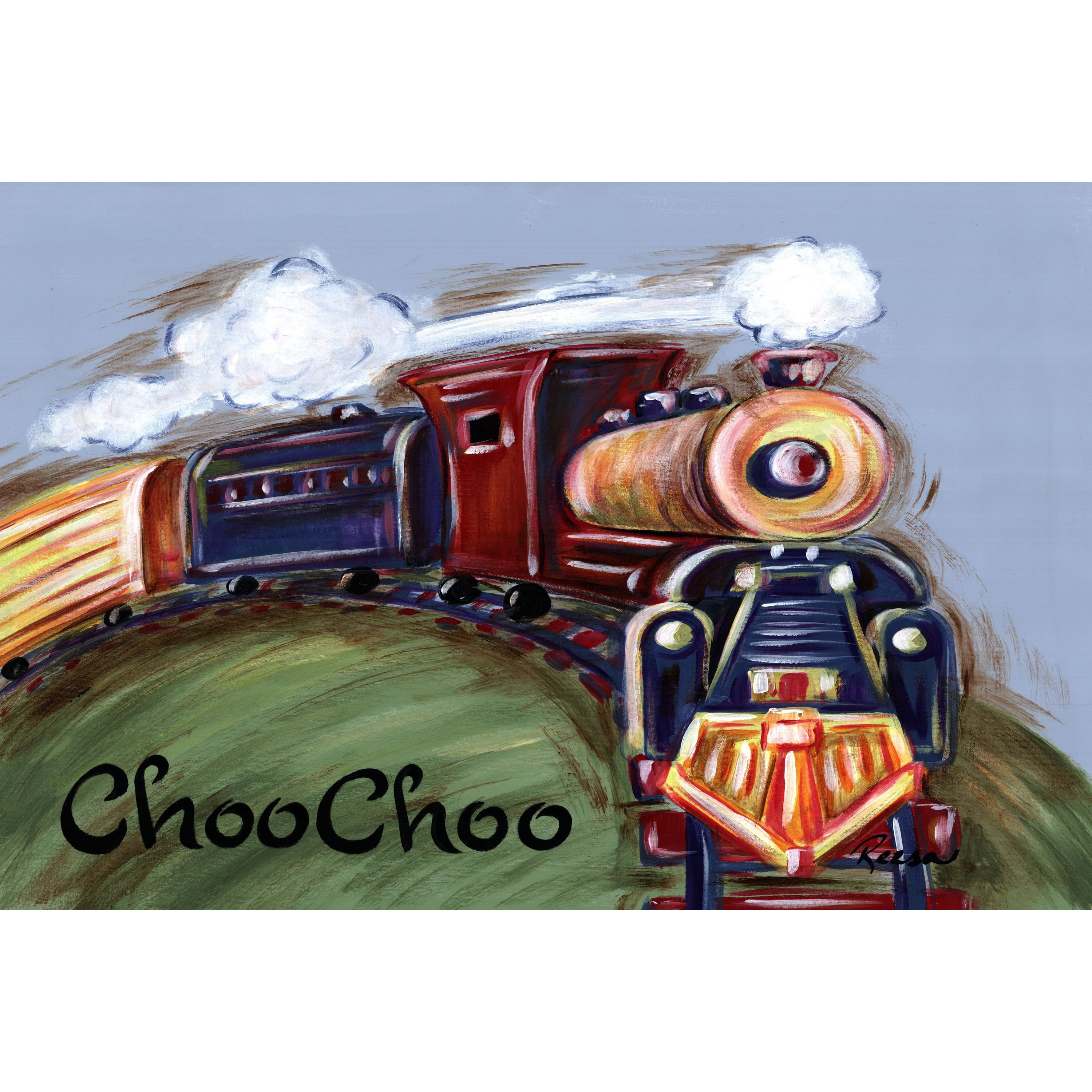 Marmont Hill "ChooChoo" by Reesa Qualia Painting Print on Wrapped Canvas
