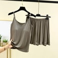thumbnail image 2 of Conjunto de pijama de verano para mujer de 2 piezas: cuello cuadrado, manga corta, poliéster suave, ropa para dormir y estar por casa., 2 of 6