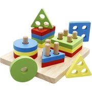 wooden puzzles Geometric stacking game Colors and shapes Sorting game Educational toys for toddler children