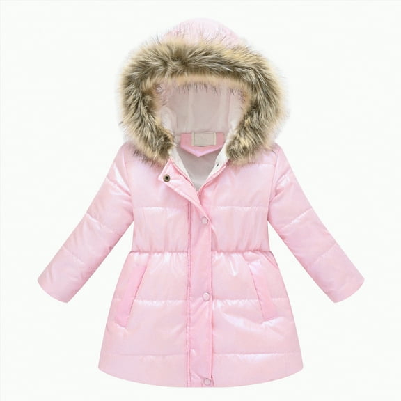 Hessimy Jacket for Boys Girls Winter Down Coat Kids Warm Puffer Jackets Outerwear Comfy Parka winter coat hooded long sleeve slim coat (Pink,2-3 Years)