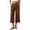 Brown, variant on VBVC Women's Cotton Linen High Waisted Capri Pants , Wide Leg Work Beach Cropped Trousers For Women , Ladies' Button Fly Breathable Pants with Pockets,Beige,S-2XL