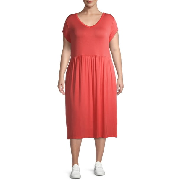 Terra & Sky Terra & Sky Women's Plus Size VNeck Midi Dress Walmart