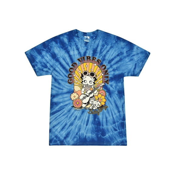 Wild Bobby Betty Boop Pudgy Good Vibes Only Betty Boop Tie-Dye T-Shirt, Spider Royal, X-Large