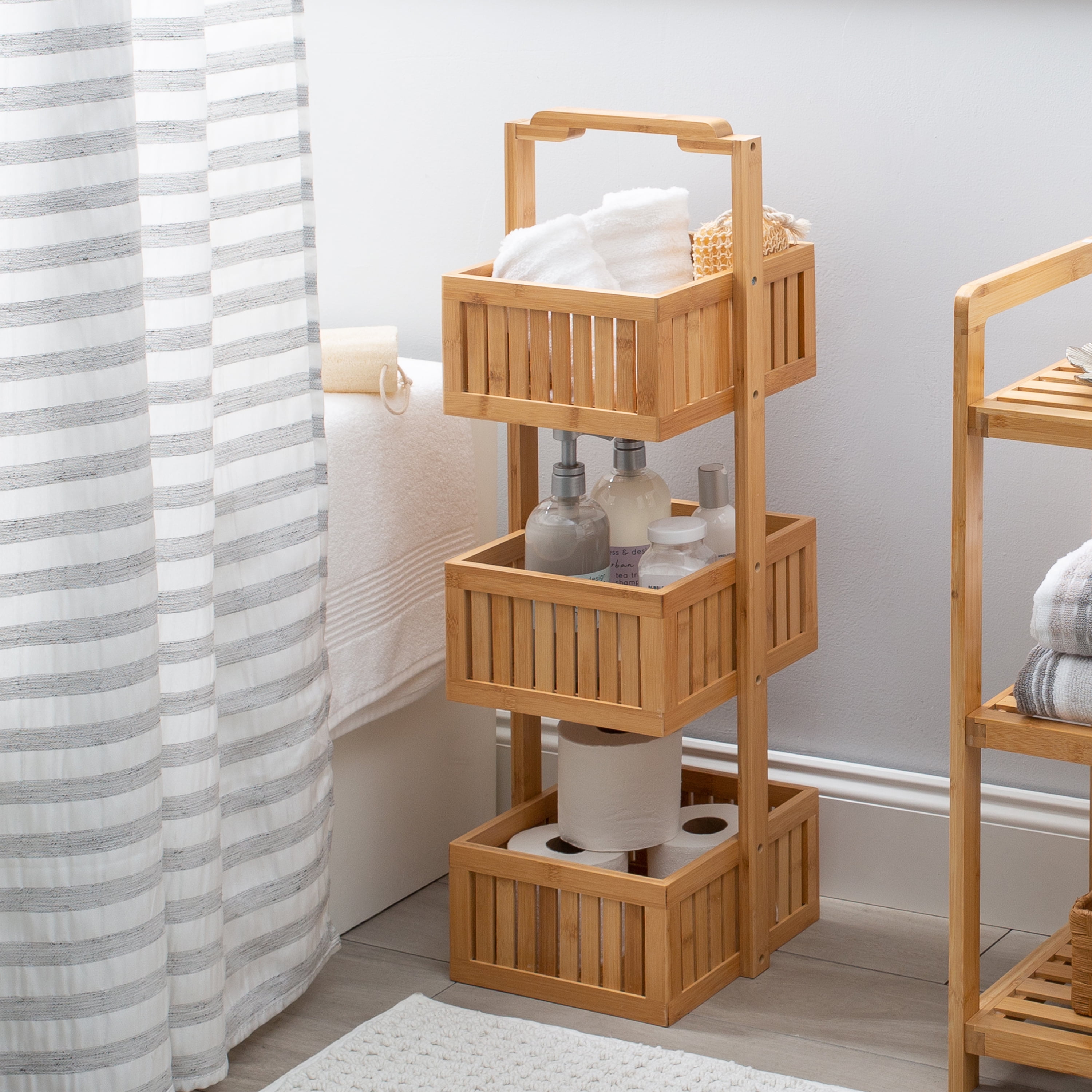 Bamboo 3 tier Corner Rack Bathroom Storage Shelf Free - Temu