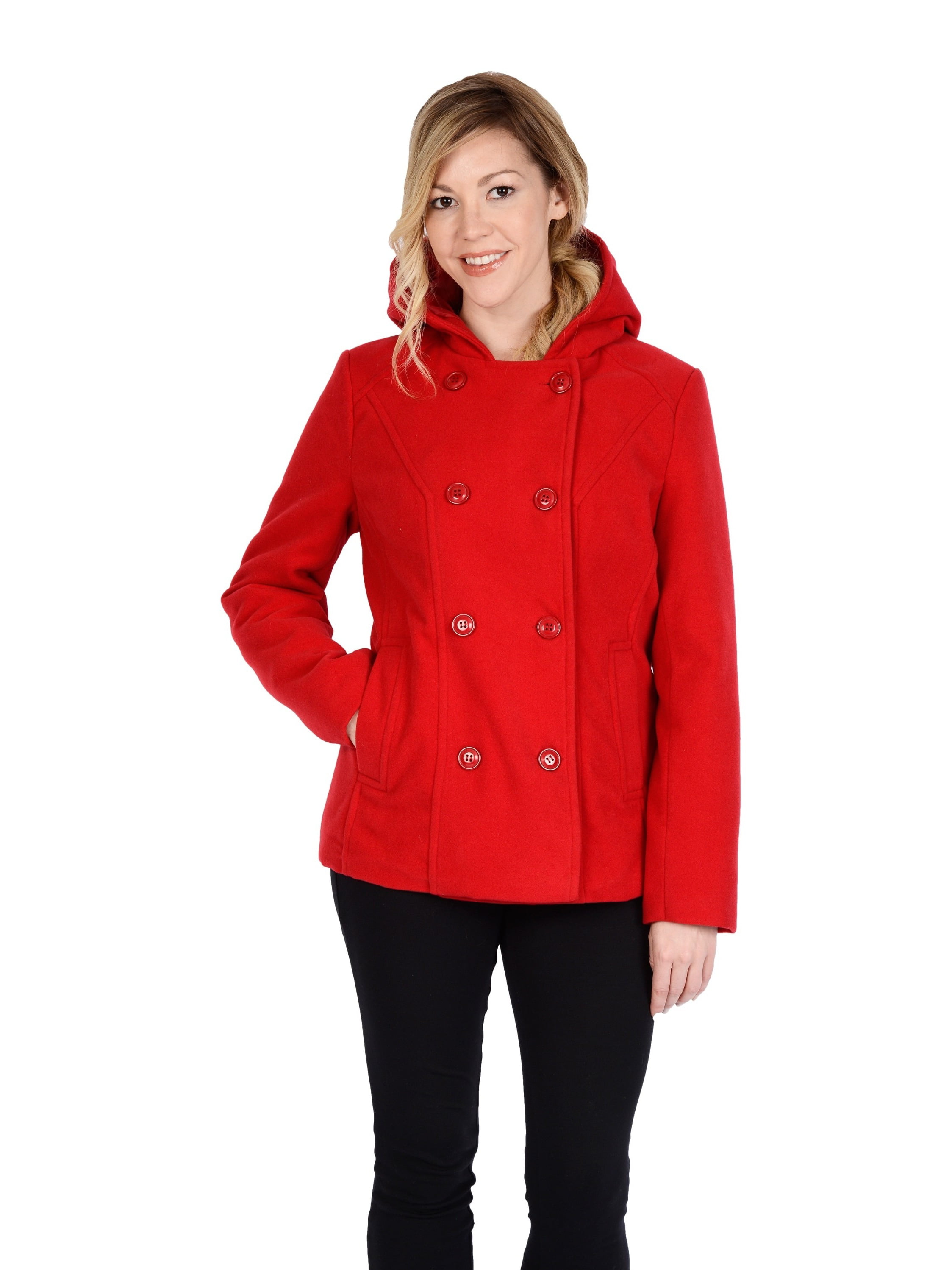 Women's Fashion Pea Coat With Hood - Walmart.com