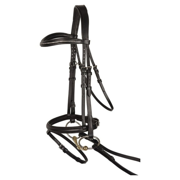 Schneiders Refined Dressage Horse Bridle w/ Crystal Browband | Black | Oversize