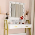 thumbnail image 6 of Winado Steel Frame Dressing Table with 10 Light Bulbs, Makeup Vanity with 2 Drawers and 5 Shelves, Touch Switch Mirror, White, 6 of 9