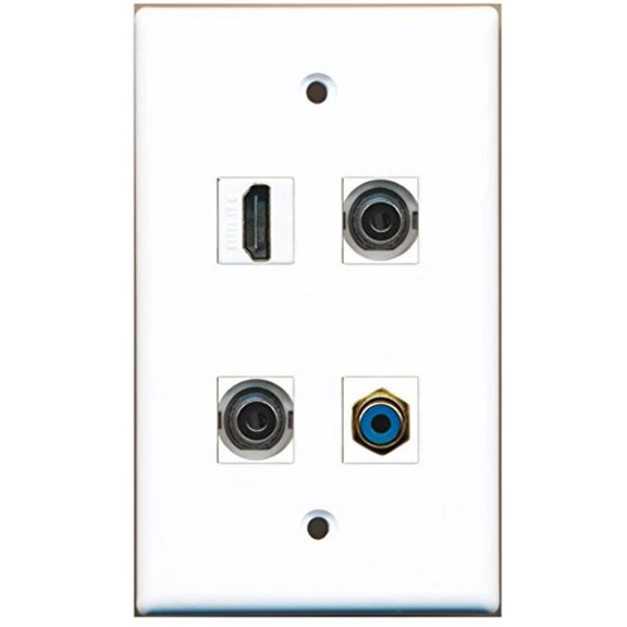 RiteAV - 1 Port HDMI 1 Port RCA Blue 2 Port 3.5mm Wall Plate