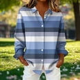 thumbnail image 2 of QQAMB Dressy Gradient Lapel Blouse for Women Plus Size Long Sleeve Button Down Shirts Loose Business Casual Striped Tunic Tops, 2 of 6