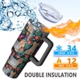 thumbnail image 5 of OBREWU Yorkie Dog and Flower Florals Tumbler with Handle and Lid,Yorkie Dog and Flower Florals 40oz Double Wall Vacuum Insulated Tumbler,Cups Gift for Women and Men, 5 of 7