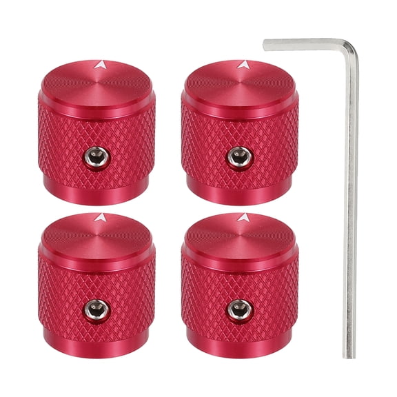 Uxcell 4 Pcs Aluminium Potentiometer Knobs, 1/4" (6mm) Universal Volume Tone Control Knobs with Arrow Indicator for Guitar, 5/8" Red