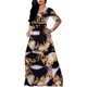 thumbnail image 2 of Vestido maxi casual de mujer manga 3/4 estampado floral cuello en V vestido de fiesta suelto otoño, 2 of 5