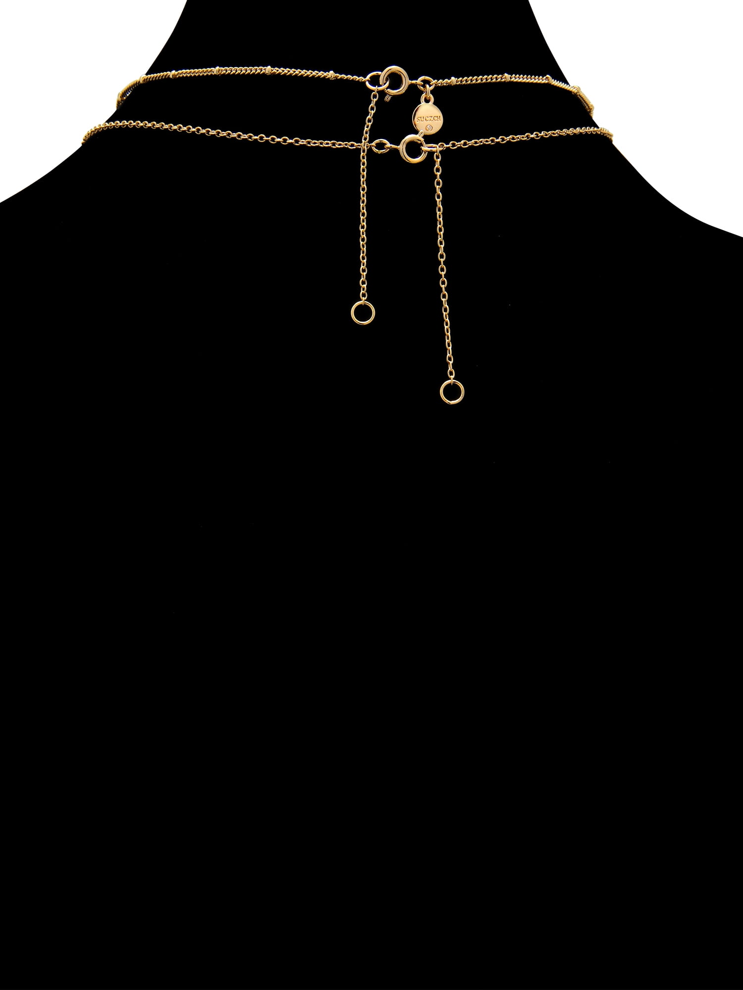 Believe by Brilliance 14KT Gold Flash Plated Double Necklace Set with Genuine Flowers