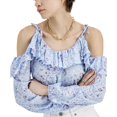 thumbnail image 2 of INC International Concepts Ruffle Trim Cold Shoulder Blouse Petite Giselle M, 2 of 3