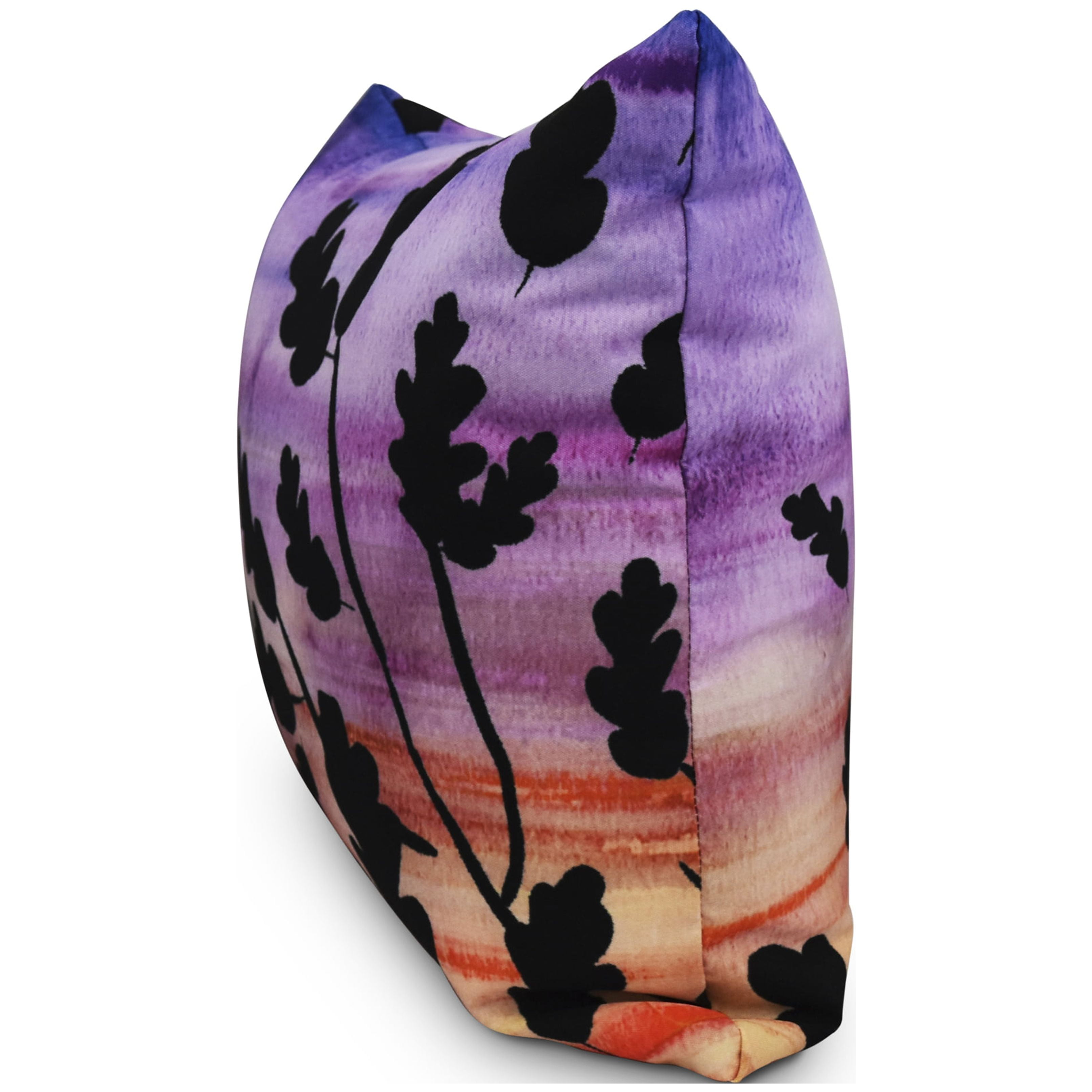 16 Inch Flowing Leaves Multi Floral Print Decorative Throw Pillow