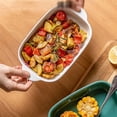 thumbnail image 3 of Baked Rice Baking Dish Ceramic Double Ear Baking Bowl Home Microwave Plate Oven Special Utensils, 3 of 5