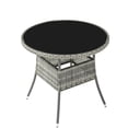 thumbnail image 3 of ModFusion Versatile Indoor Outdoor Round Bistro Table, All-Weather Gray Rattan with Glass Tabletop, Perfect for Patio, Porch, and Garden, 3 of 9