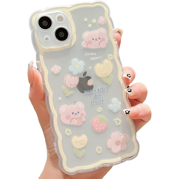 Compatible con iPhone 13 Mini Funda Lindo Diseño de Mariposa Floral de Dibujos Animados para Mujeres Niñas Estética Kawaii Delgado Suave TPU Transparente Cubierta para iPhone 13 Mini 5.4 pulgadas