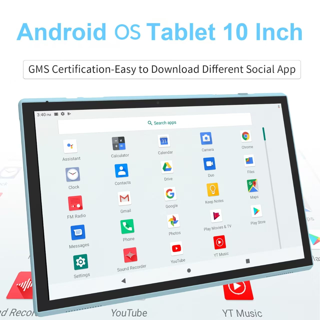10 Inch Tablet With Tablet protective Case and Stylus, Android 15 Tablets, 8GB RAM 32GB ROM/1TB Expansion, 8H 6000mah Battery Wifi Bluetooth 10.1" IPS HD Touchscreen 2MP+8MP Dual Camera Tablets Blue.