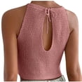thumbnail image 5 of Timegard Débardeurs pour Femmes Col Licou Sans Manches Dos à Trou de Serrure Haut Couleur Unie Blouses de Mode, 5 of 5